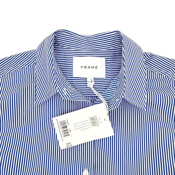 FRAME Button Down Striped Rolled Sleeve Top S - Picture 5 of 9